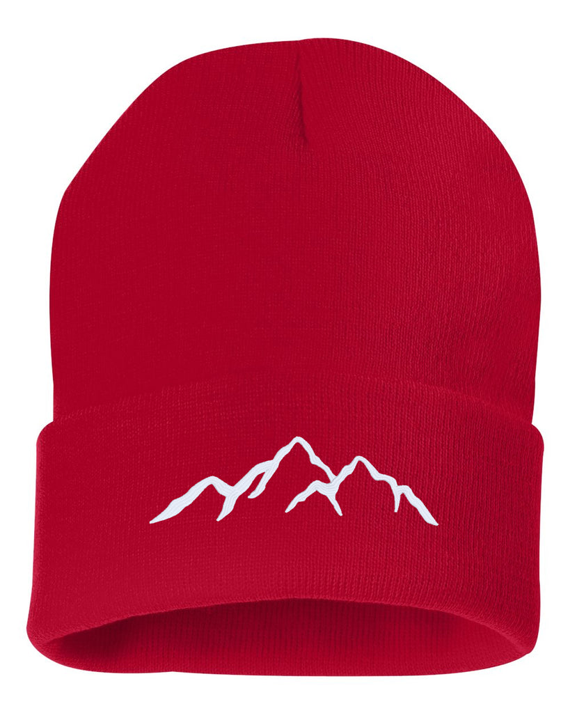 mountains embroidered cuffed beanie hat