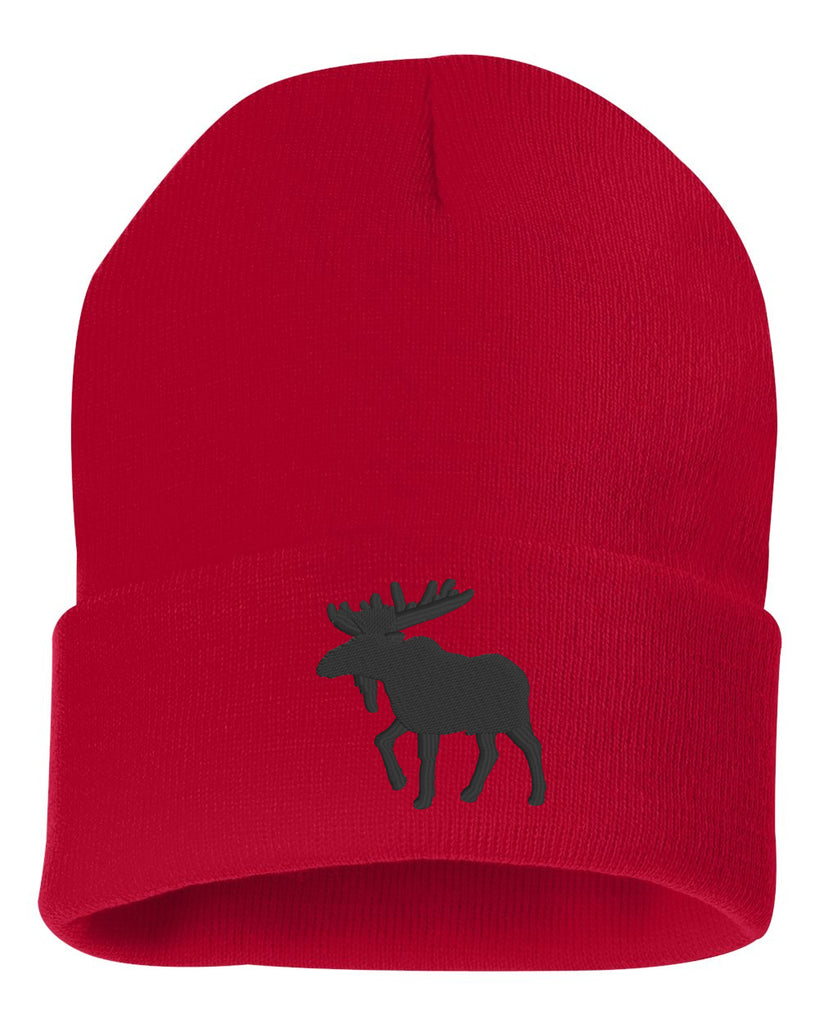 moose embroidered cuffed beanie hat