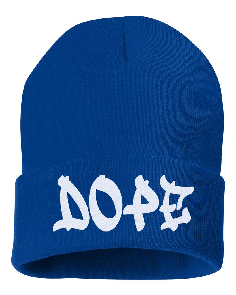 dope embroidered cuffed beanie hat