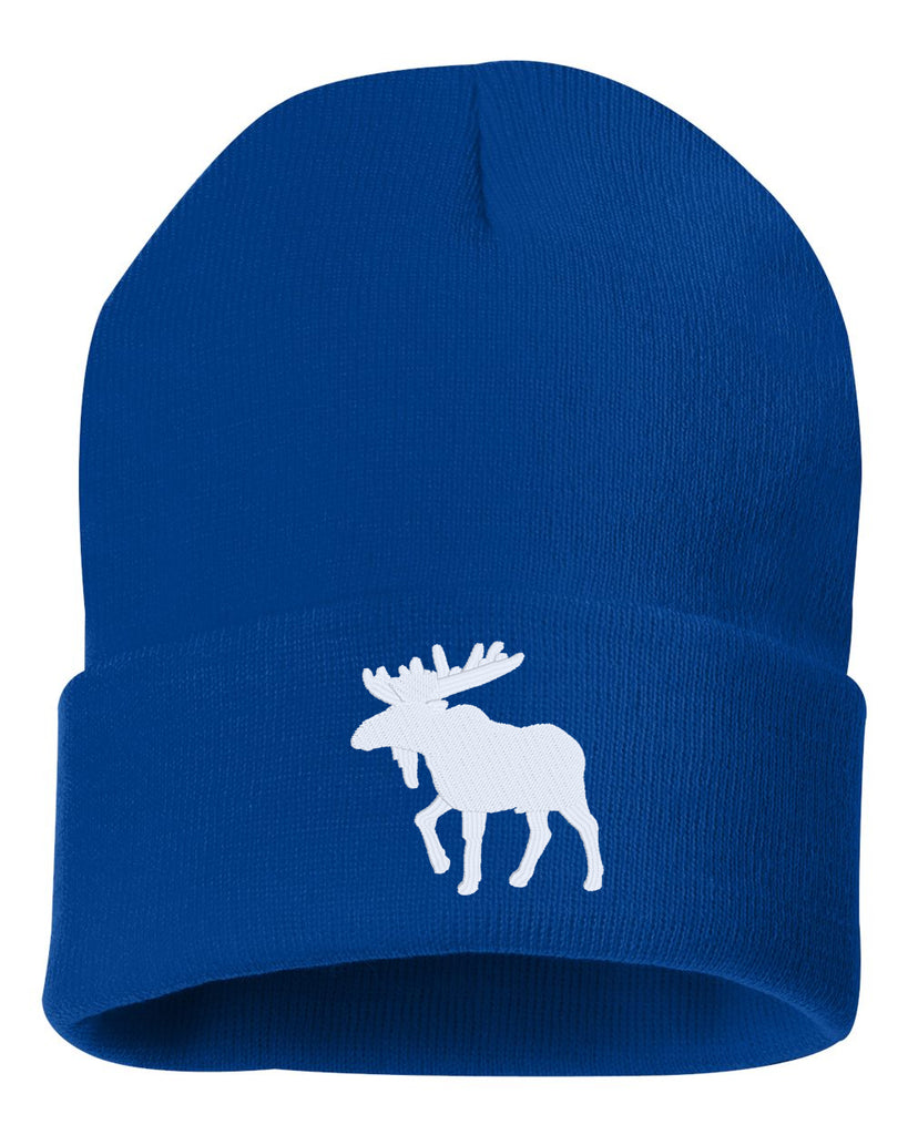 moose embroidered cuffed beanie hat