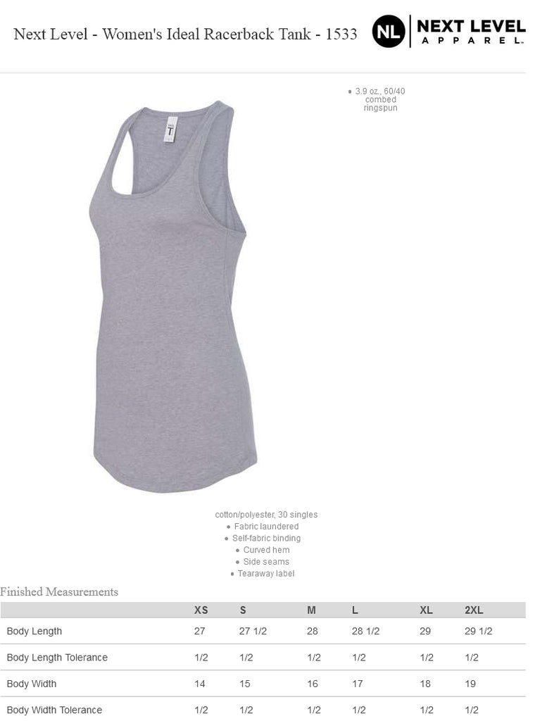 struck fitness next level - women's ideal racerback tank - 1533 - w/ black out logo