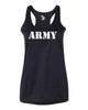 cheer army black b-core racerback tank top - 4166 w/ white army logo on front.