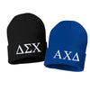 greek letters sorority/fraternity embroidered cuffed beanie hat