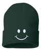 smile face embroidered cuffed beanie hat